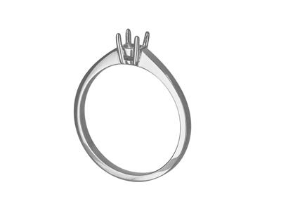 Solitario 4 Griffe Per Pietra Da 4,20 Mm, Corpo Piatto, Oro Bianco 18 Carati Pd, Dito 71 - Immagine Standard - 3