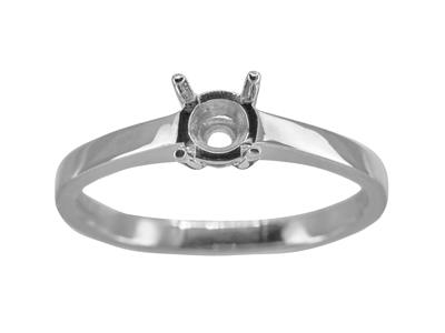 Solitario 4 Griffe Per Pietra Da 5,50 Mm, Corpo Piatto, Oro Bianco 18 Carati Pd, Dito 54