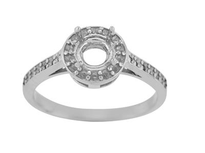 Anello Entourage, Pietra Centrale 5,60 Mm, Oro Bianco 800 - Immagine Standard - 2