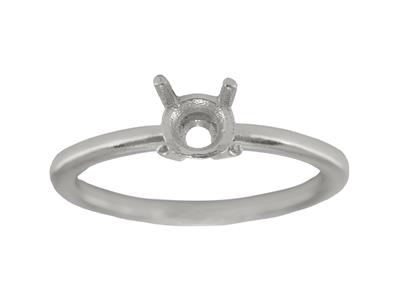 Solitario 4 Griffe Per Pietra Da 6,50 Mm, Corpo Bombato, Oro Bianco 18carati Palladio, Dito 54
