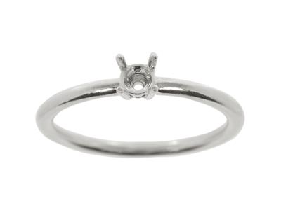 Solitario 4 Griffe Per Pietra Da 4,20 Mm, Corpo Bombato, Oro Bianco 18carati Pd, Dito 54