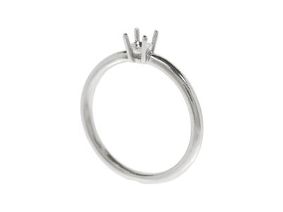 Solitario 4 Griffe Per Pietra Da 4,20 Mm, Corpo Bombato, Oro Bianco 18carati Pd, Dito 54 - Immagine Standard - 3