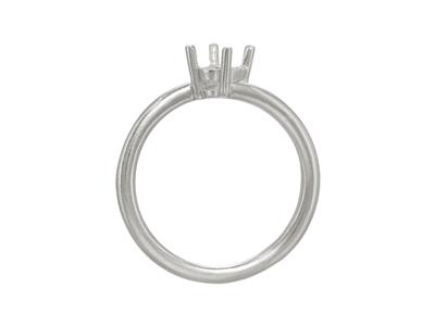 Solitario 4 Punta Spostate Per Pietra Da 6 Mm, Corpo Curvato, Oro Grigio 18 Carati Pd, Dito 71 - Immagine Standard - 2