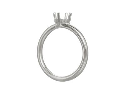 Solitario 4 Punta Spostate Per Pietra Da 6 Mm, Corpo Curvato, Oro Grigio 18 Carati Pd, Dito 72 - Immagine Standard - 3