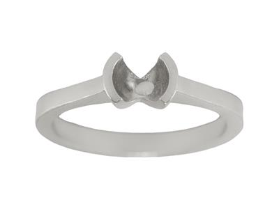 Solitario Con Incastonatura Semi-chiusa Per Pietra Da 5 Mm, Corpo Piatto, Oro Bianco 18kpd, Misura 64 - Immagine Standard - 1