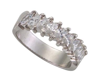 Fede Nuziale Con Taglio Navette, Oro Bianco Con Alto Contenuto Di Palladio 18k Pd - Immagine Standard - 1