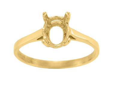 Anello Con 4 Griffe Per Pietra Ovale 8 X 6 Mm, Oro Giallo 18 Carati. Rif. 15363 - Immagine Standard - 2