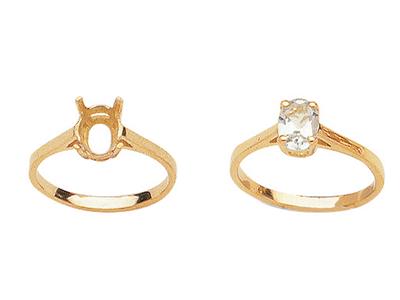 Anello Con 4 Griffe Per Pietra Ovale 8 X 6 Mm, Oro Giallo 18 Carati. Rif. 15363 - Immagine Standard - 3