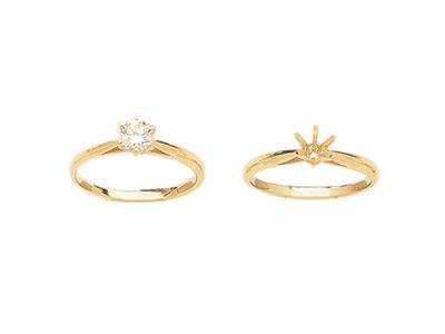 Solitario 6 Griffe Per Pietra Da 6,1 Mm, Oro Giallo 18 Carati. Rif. 25379 - Immagine Standard - 3