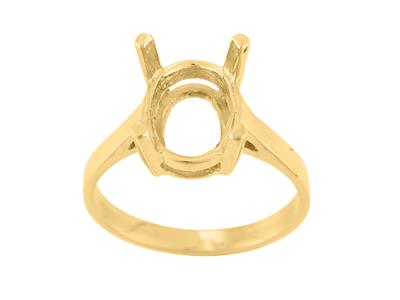 Anello Con 4 Griffe Per Pietra Ovale 11 X 9 Mm, Oro Giallo 18 Carati. Rif. 15369 - Immagine Standard - 2