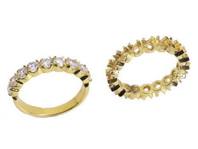 Anello Incastonato Con 4 Griffe 1 Fila, Oro Giallo 18k. Rif. 585/5044 - Immagine Standard - 3