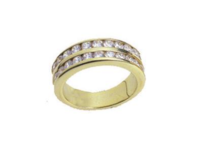 Fede Nuziale Con Incastonatura A Binario A 2 File, Oro Giallo 18k. Rif. 00102 - Immagine Standard - 2