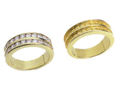 Fede Nuziale Con Incastonatura A Binario A 2 File, Oro Giallo 18k. Rif. 00102 - Immagine Standard - 3
