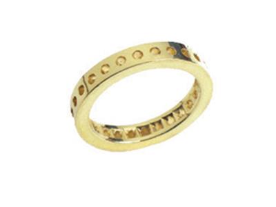 Fede Nuziale A 1 Fila Di Grani Incastonati, Oro Giallo 18k. Rif. 111