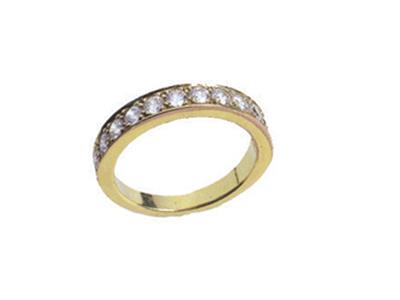 Fede Nuziale A 1 Fila Di Grani Incastonati, Oro Giallo 18k. Rif. 111 - Immagine Standard - 2