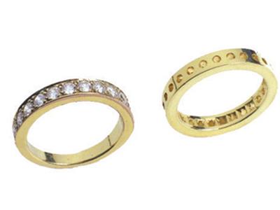 Fede Nuziale A 1 Fila Di Grani Incastonati, Oro Giallo 18k. Rif. 111 - Immagine Standard - 3