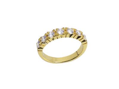 Fede Nuziale Con Incastonatura A 4 Griffe Su Una Fila, Oro Giallo 18k.rif. 304 - Immagine Standard - 2