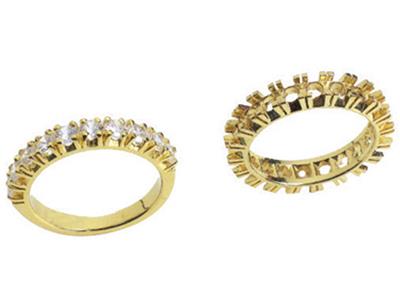 Fede Nuziale Con Incastonatura A Canale A 1 Fila, Oro Giallo 18k. Rif.306/5005 - Immagine Standard - 3