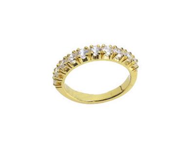Set Di Fedi Nuziali Con Incastonatura A 4 Griffe 1 Fila, Oro Giallo 18k. Rif. 307/5006 - Immagine Standard - 2