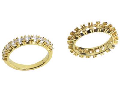 Set Di Fedi Nuziali Con Incastonatura A 4 Griffe 1 Fila, Oro Giallo 18k. Rif. 307/5006 - Immagine Standard - 3