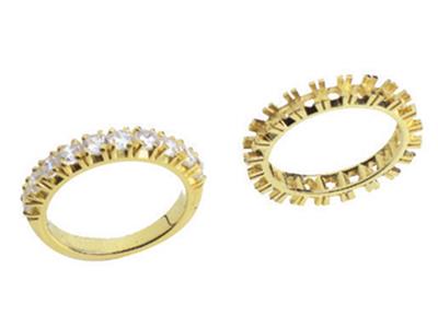 Anello Incastonato Con 4 Griffe 1 Fila, Oro Giallo 18k. Rif. 330 - Immagine Standard - 3