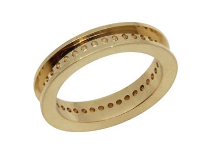 Fede Nuziale Con Castone A Canale Per Misura Baguette, Oro Giallo 18 Carati. Rif. 340 - Immagine Standard - 1