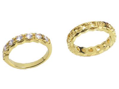 Montatura Per Anello Incastonato Con 4 Griffe Larghe, 1 Fila, Oro Giallo 18k. Rif. 350 - Immagine Standard - 3