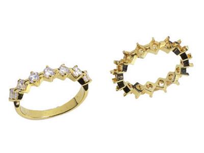 Fede Con 4 Griffe 1 Fila, Oro Giallo 18k. Rif. 360 - Immagine Standard - 3