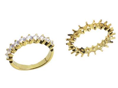Fede Incastonate Con Griffe Allineate, 1 Fila, Oro Giallo 18k. Rif. 390 - Immagine Standard - 3