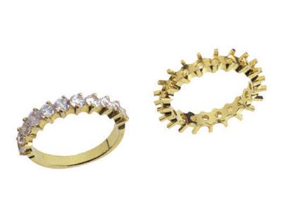 Anello Con Incastonatura A Griffe Sfalsate, 1 Fila, Oro Giallo 18k. Rif. 391 - Immagine Standard - 3