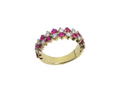 Anello Con Incastonatura Con Molteplici Griffe Allineate Su 2 File, Oro Giallo 18k. Rif.392 - Immagine Standard - 2