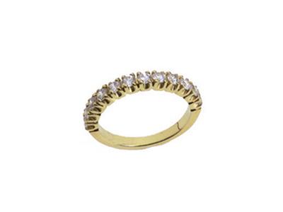 Set Di Fedi Nuziali Incastonato Con4 Griffe In Una Fila, Oro Giallo 1 8k. Rif. 420 - Immagine Standard - 2