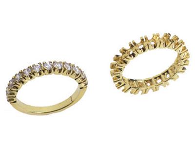 Set Di Fedi Nuziali Incastonato Con4 Griffe In Una Fila, Oro Giallo 1 8k. Rif. 420 - Immagine Standard - 3