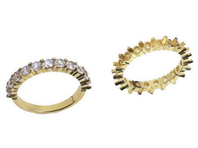 Anello Montato Con 2 Griffe 1 Fila,oro Giallo 18k. Rif. 440/5037 - Immagine Standard - 3