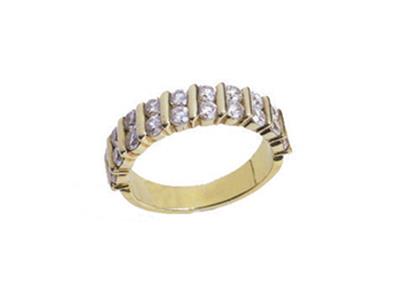 Fede Nuziale Con Barretta Intera A 2 File, Oro Giallo 18 Carati. Rif. 452 - Immagine Standard - 2