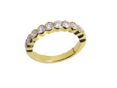 Fede Nuziale Con Incastonatura Semi-chiusa A 1 Fila, Oro Giallo 18k. Rif. 481 - Immagine Standard - 2