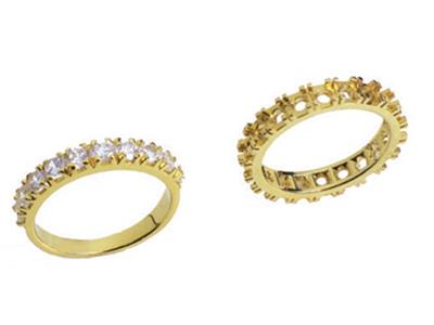 Set Di Fedi Nuziali Incastonato Con4 Griffe 1 Fila, Oro Giallo 18 Car Ati. Rif. 500 - Immagine Standard - 3