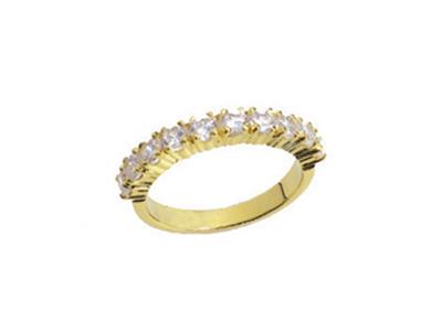 Fede Nuziale Incastonata Con 4 Griffe 1 Fila, Oro Giallo 18k. Rif. 580 - Immagine Standard - 2