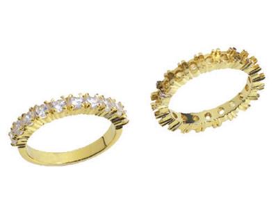 Fede Nuziale Incastonata Con 4 Griffe 1 Fila, Oro Giallo 18k. Rif. 580 - Immagine Standard - 3