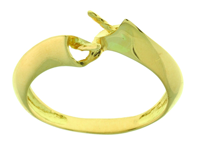 Anello Duo Per 2 Perle Da 8 A 9 Mm,oro Giallo 18 Carati. Rif. 131 - Immagine Standard - 1