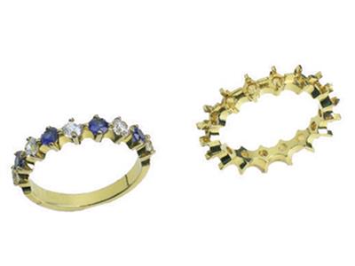 Anello Incastonato Con 4 Griffe 1 Fila, Oro Giallo 18k. Rif. 365 - Immagine Standard - 3