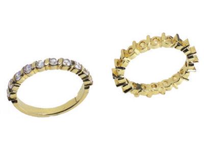 Anello Barrette Inclinato 1 Fila, Oro Giallo 18k. Rif. 450 - Immagine Standard - 3