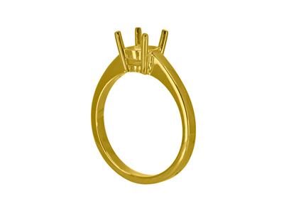 Solitario 4 Griffe Per Pietra Da 6,50 Mm, Corpo Piatto, Oro Giallo 18k3n, Dito 54 - Immagine Standard - 3