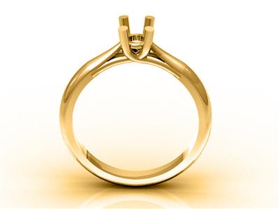 Solitario 4 Artigli Incrociati Per Pietra Da 5 Mm, Oro Giallo 18 Carati, Misura Dito 53. Rif. 03420 - Immagine Standard - 1