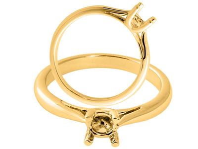 Solitario 4 Artigli Incrociati Per Pietra Da 5 Mm, Oro Giallo 18 Carati, Misura Dito 53. Rif. 03420 - Immagine Standard - 3
