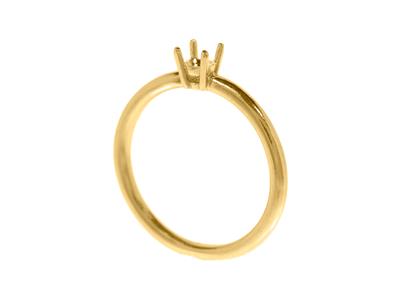 Solitario 4 Griffe Per Pietra Da 3,80 Mm, Corpo Bombato, Oro Giallo 18k3n, Dito 54 - Immagine Standard - 3