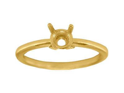 Solitario 4 Punte Per Pietra Da 6 Mm, Corpo Bombato, Oro Giallo 18k 3n, Misura Dell'anello 57 - Immagine Standard - 1