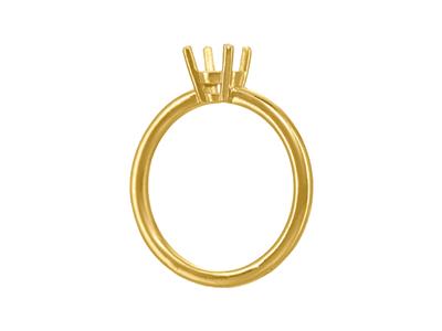 Solitario 4 Punte Per Pietra Da 6 Mm, Corpo Bombato, Oro Giallo 18k 3n, Misura Dell'anello 57 - Immagine Standard - 3