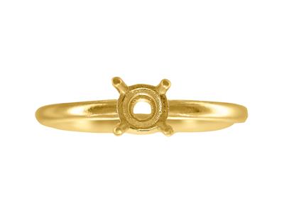 Solitario 4 Punte Per Pietra Da 6 Mm, Corpo Bombato, Oro Giallo 18k 3n, Misura Dell'anello 68 - Immagine Standard - 4