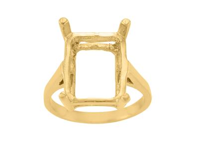 Anello Con 4 Griffe Per Pietra Rettangolare 16 X 12 Mm, Oro Giallo 18 Carati. Rif. 15382 - Immagine Standard - 2